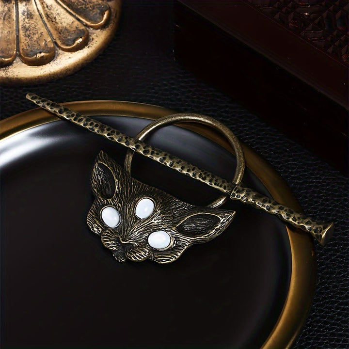 WorldNorse Forged Trine Eye Cat Gem Hairpin - image 3