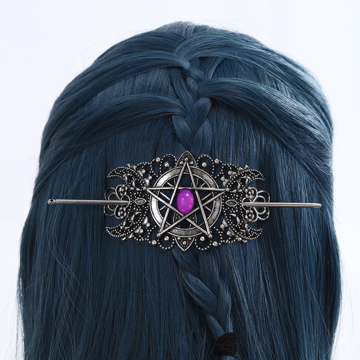 WorldNorse Pentagram Moon Filigree Hairpin - image 6