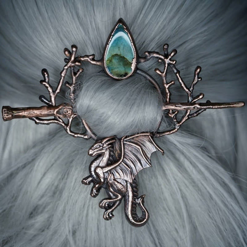 WorldNorse Viking Norse Dragon Branch Jewel Hairpin - Red Bronze - image 0
