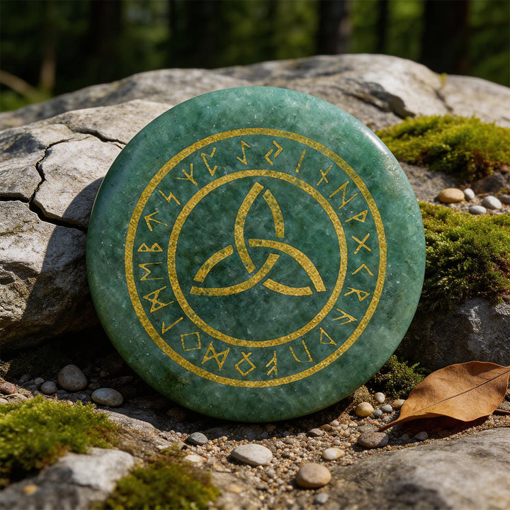 WorldNorse Triquetra Eternal Life Rune Crystal Decor - Green Aventurine - image 3