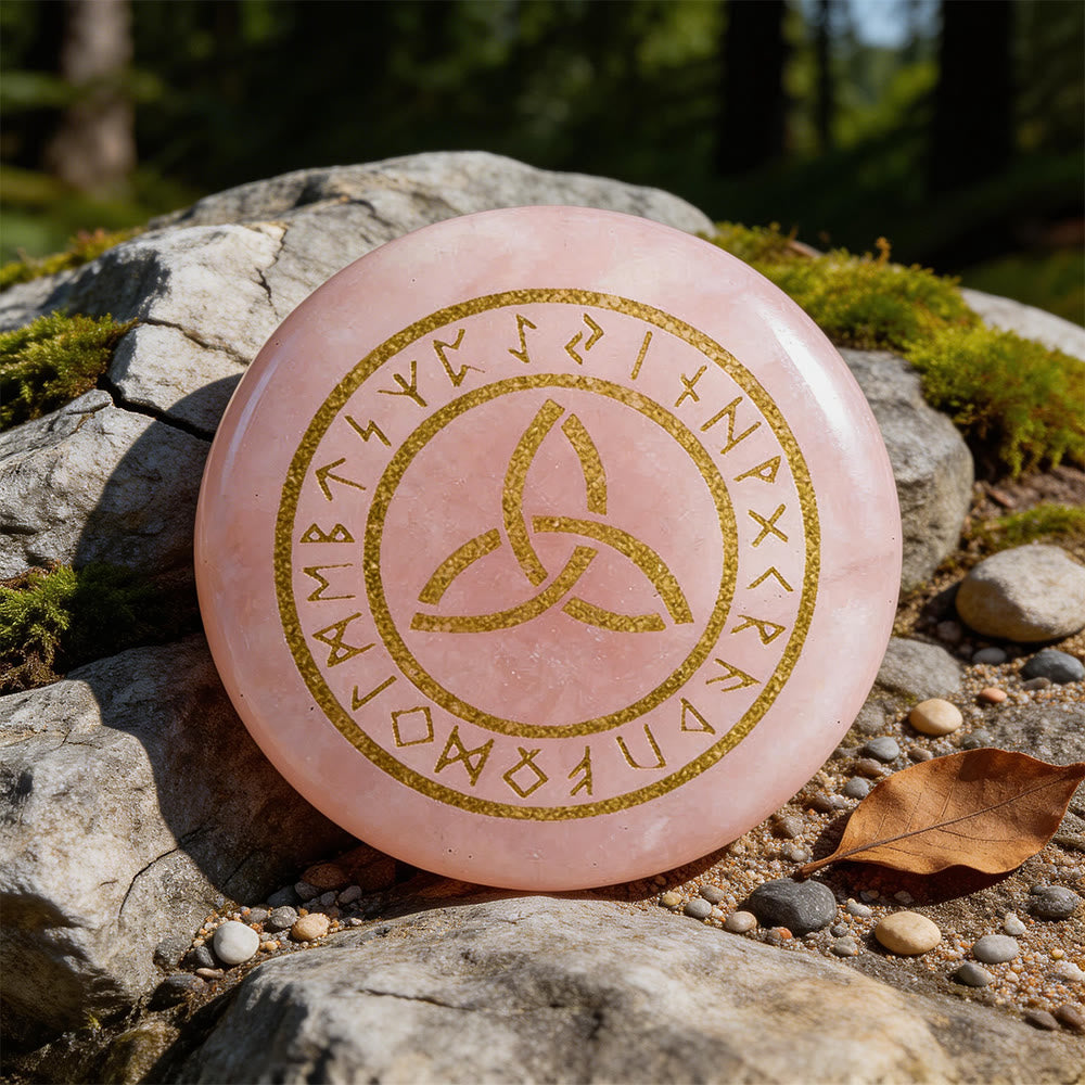 WorldNorse Triquetra Eternal Life Rune Crystal Decor - Rose Quartz - image 2