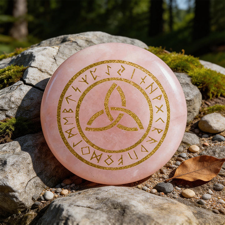 WorldNorse Triquetra Eternal Life Rune Crystal Decor - Rose Quartz - image 2