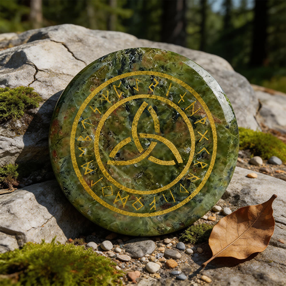 WorldNorse Triquetra Eternal Life Rune Crystal Decor - Unakite - image 13