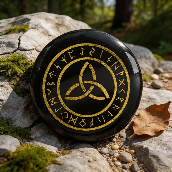 WorldNorse Triquetra Eternal Life Rune Crystal Decor - Black Obsidian - image 5