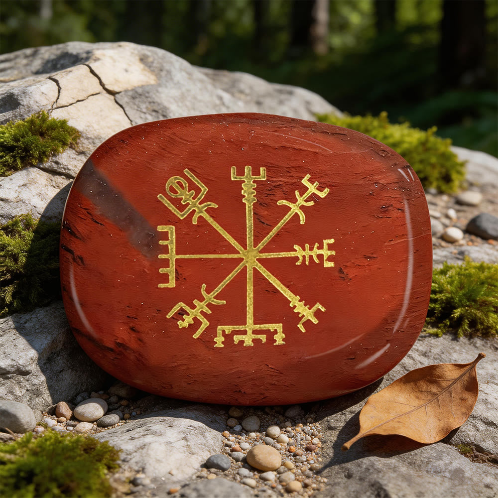 WorldNorse Vegvisir Compass Guidance Rune Crystal Decor - Red Jasper - image 3