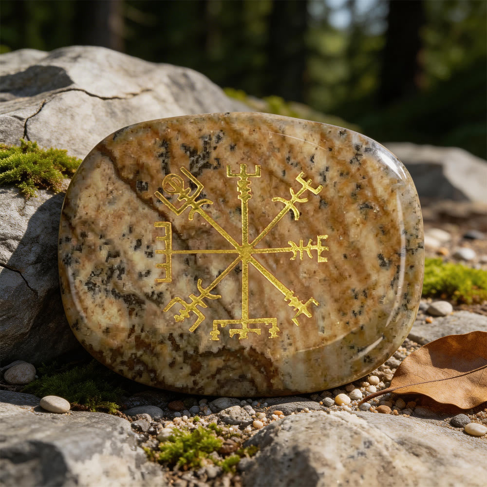WorldNorse Vegvisir Compass Guidance Rune Crystal Decor - Picture Jasper - image 13