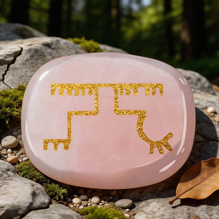 WorldNorse Gapaldur Resilient Triumph Rune Crystal Decor - Rose Quartz - image 2
