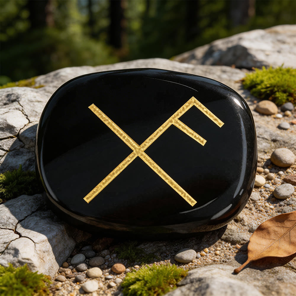 WorldNorse Gibo Auja Positive Fortune Rune Crystal Decor - Black Obsidian - image 7