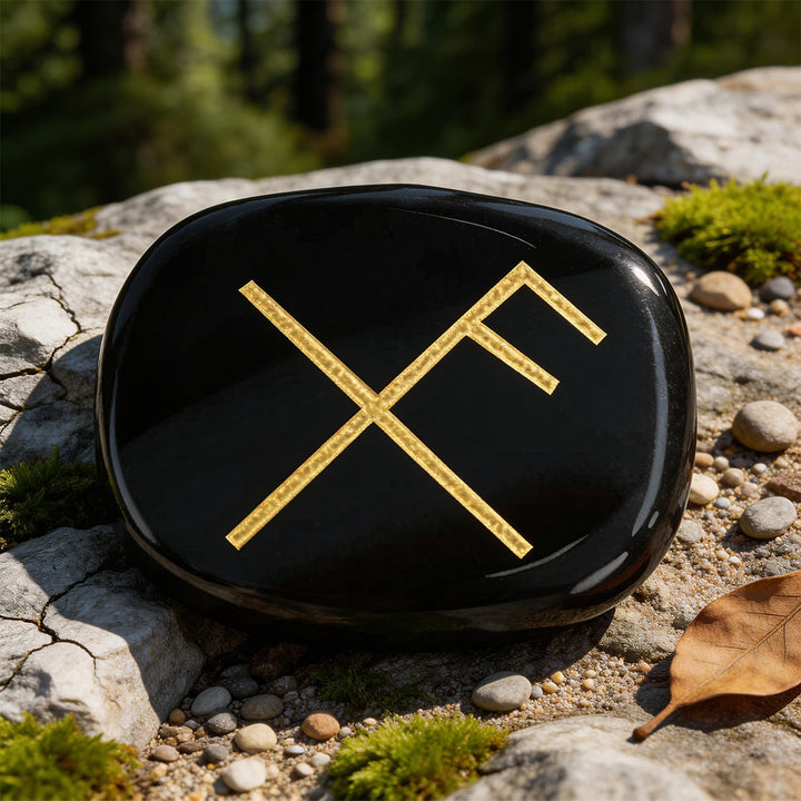 WorldNorse Gibo Auja Positive Fortune Rune Crystal Decor - Black Obsidian - image 7