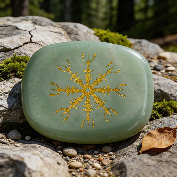 WorldNorse Helm of Awe Courage Protection Rune Crystal Decor - Green Aventurine - image 1