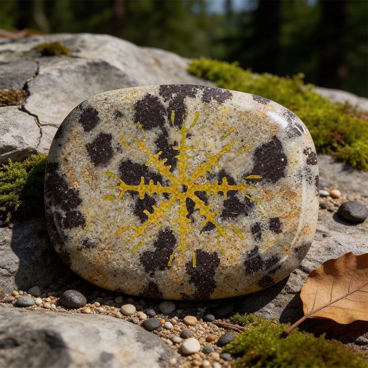 WorldNorse Helm of Awe Courage Protection Rune Crystal Decor - Dalmatian Jasper - image 11