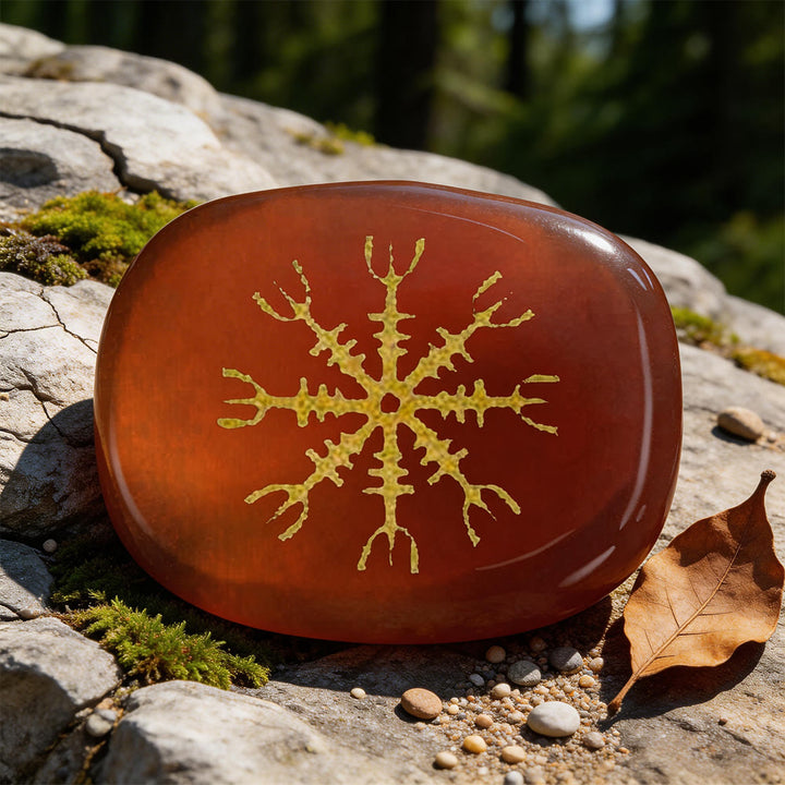 WorldNorse Helm of Awe Courage Protection Rune Crystal Decor - Red Agate - image 4