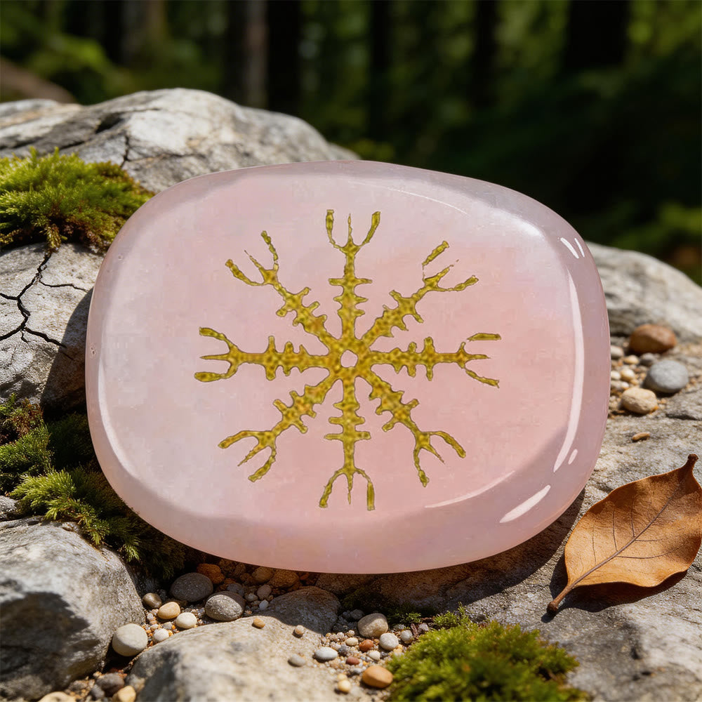 WorldNorse Helm of Awe Courage Protection Rune Crystal Decor - Rose Quartz - image 2