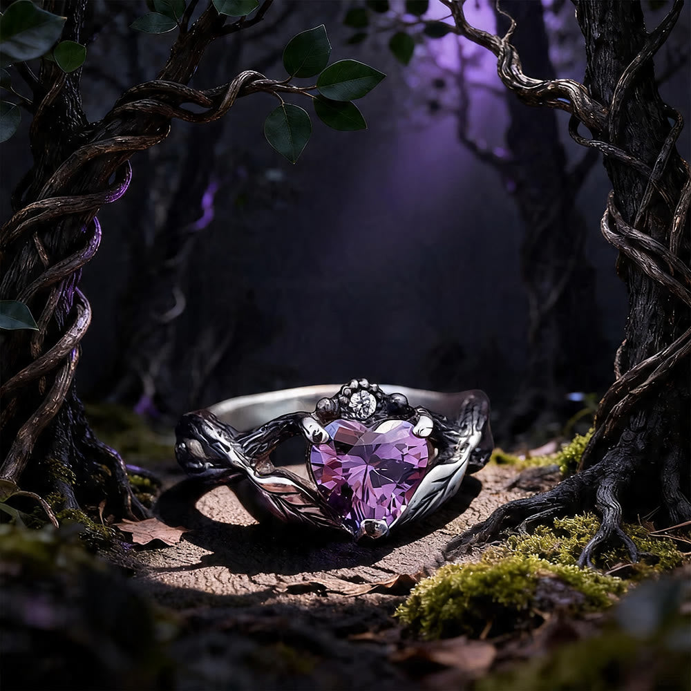 WorldNorse Love to Death Heart Amethyst Ring - UK Size T1/2 (US 10) - image 0