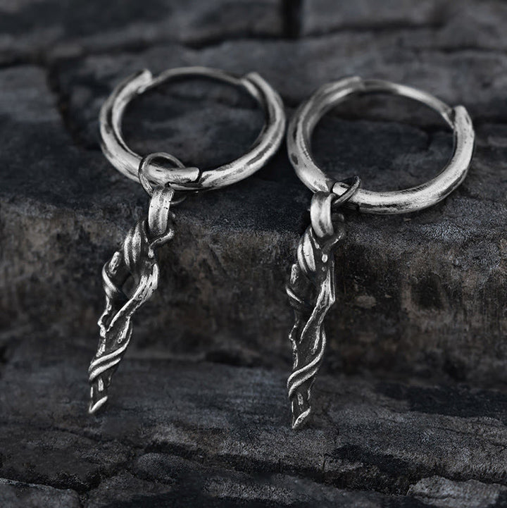 WorldNorse Handcrafted 999 Silver Ancient Wood Spiral Textured Earrings - A Pair - image 0