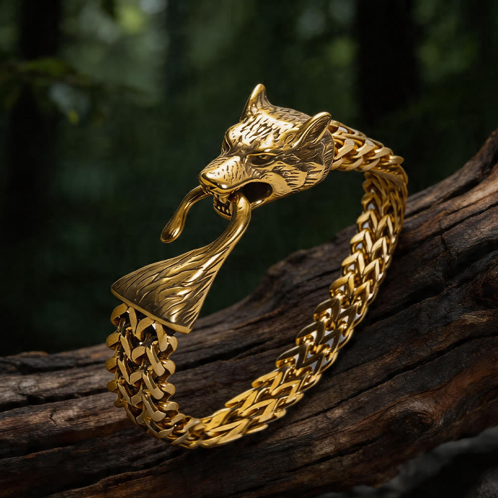 WorldNorse Norse Viking Amulet Odin's Wolf Bracelet - Gold - 23cm - image 4