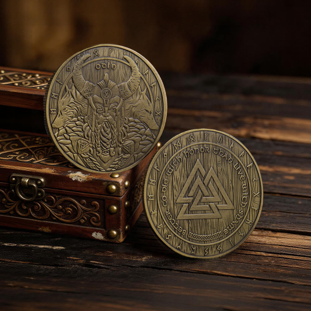 WorldNorse Double-sided Viking Lucky Commemorative Coin - Odin & Wolves # Bronze - image 15