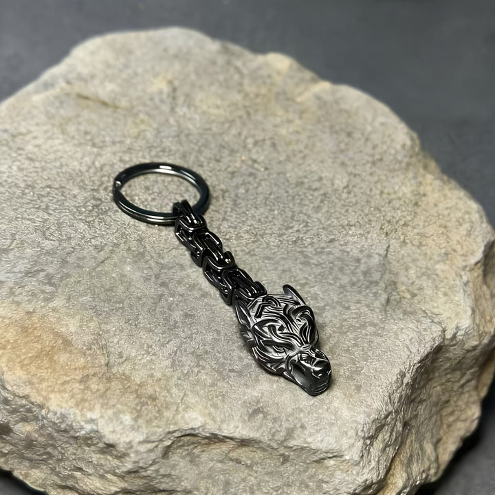 WorldNorse "Fenrir's Might" Viking Wolf Head Keychain - Black - image 1
