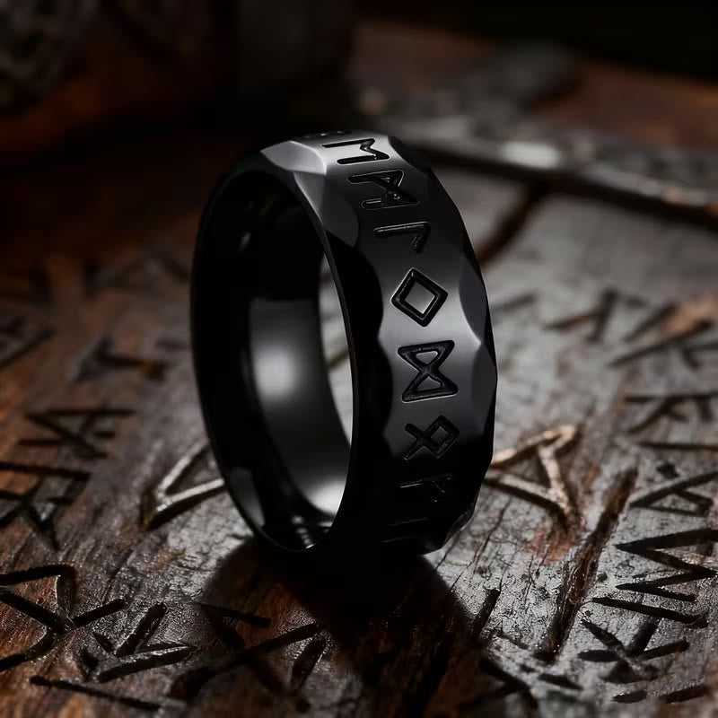 WorldNorse Hammered Futhark Rune Viking Amulet Ring - Black - UK Size Z（US 13） - image 10