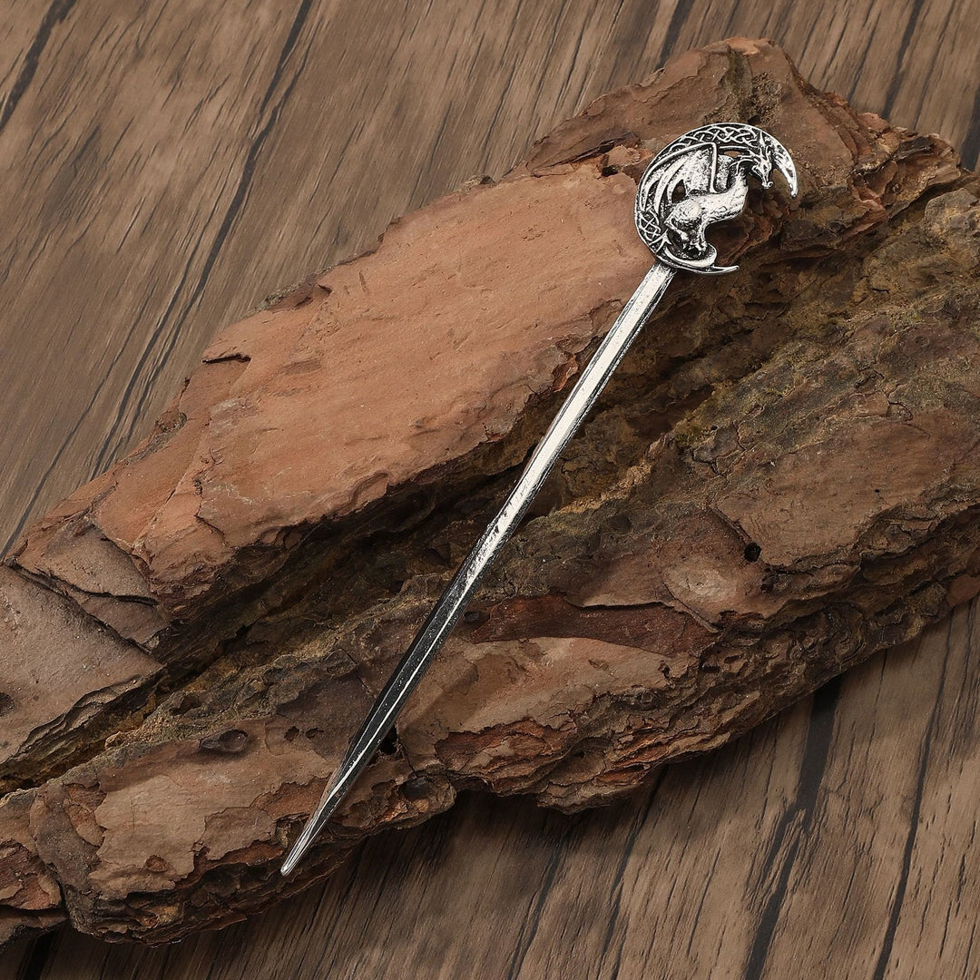 WorldNorse Vintage Celtic Moon Dragon Hairpin - Norse Dragon - image 0