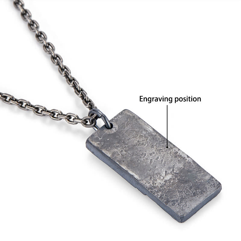 WorldNorse Handcrafted 999 Silver Dark Textured Rough Necklace - With Chain - YES PLEASE - image 5