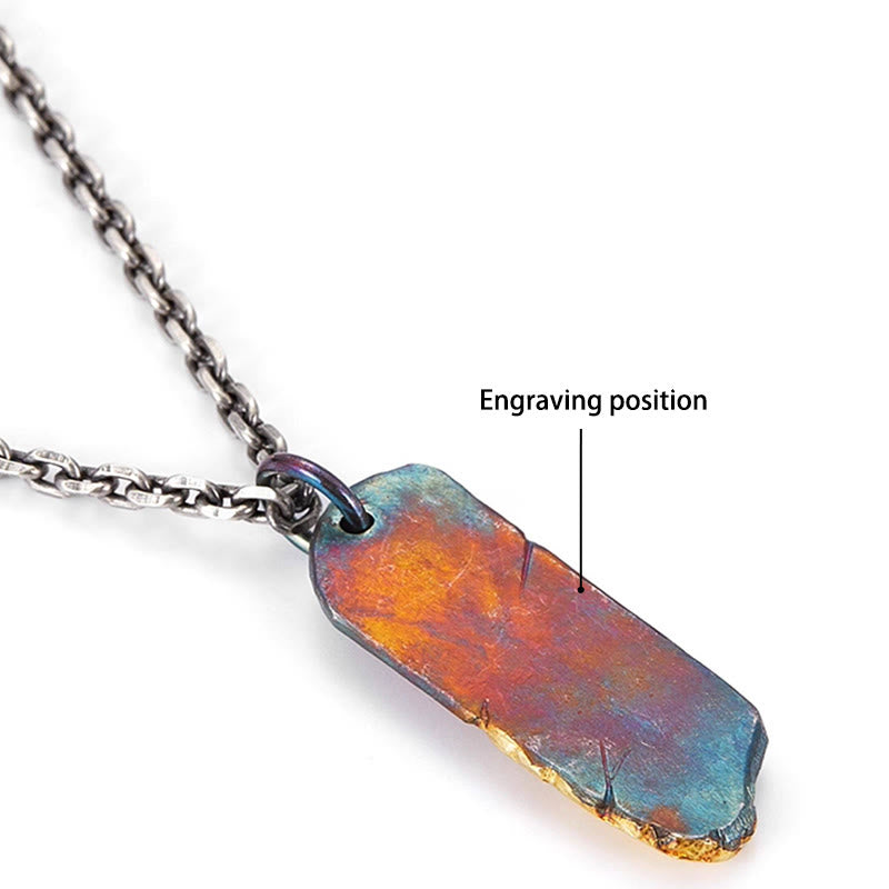 WorldNorse Handcrafted 999 Gold Iridescent Textured Bar Encrusted Necklace - With Chain - YES PLEASE - image 4