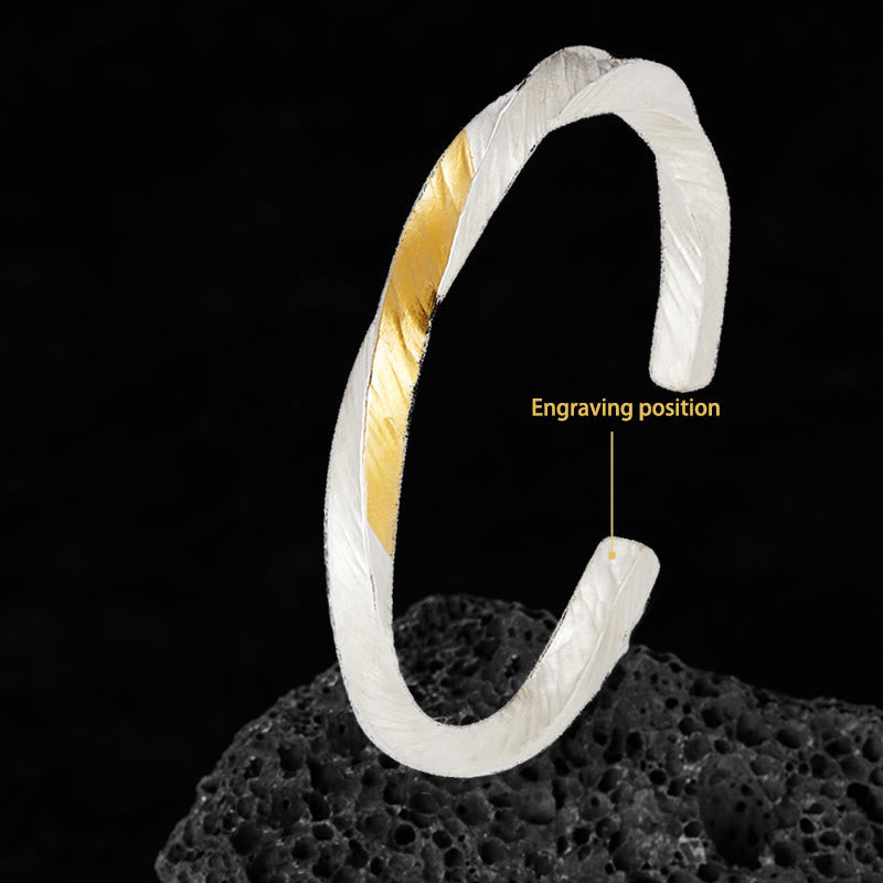 WorldNorse Handcrafted 999 Silver Flowing Fire Inlay Bracelet - Gold Silver - 18cm - YES PLEASE - image 8