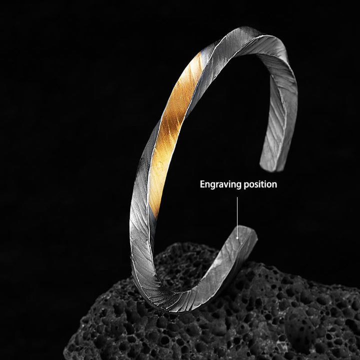 WorldNorse Handcrafted 999 Silver Flowing Fire Inlay Bracelet - Black Gold - 18cm - YES PLEASE - image 2