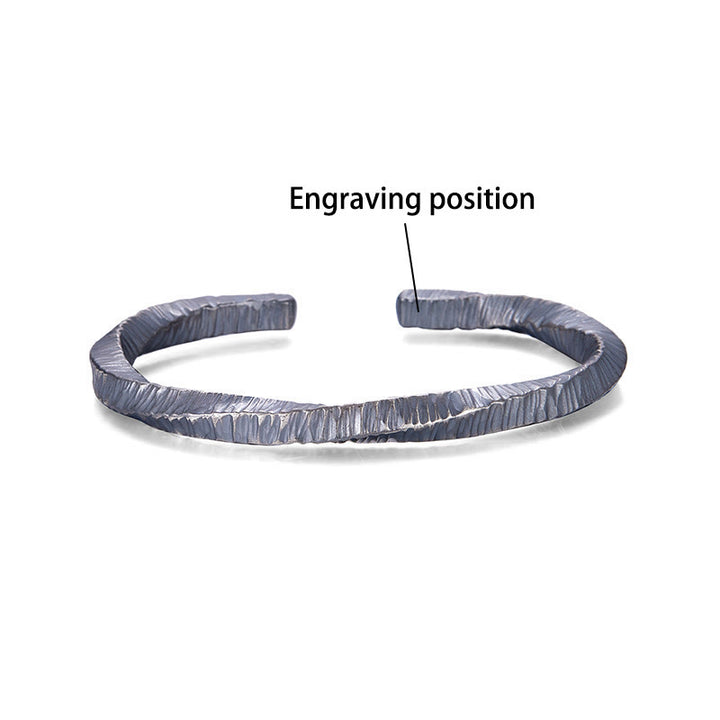 WorldNorse Handcrafted 999 Silver Rugged Ribbed Embossed Cuff Bracelet - Inner Circumference 19 cm - YES PLEASE - image 4