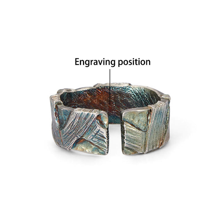 WorldNorse Handcrafted 999 Silver Prismatic Fracture Texture Ring - Inner Circumference 62.5-65 cm - YES PLEASE - image 4