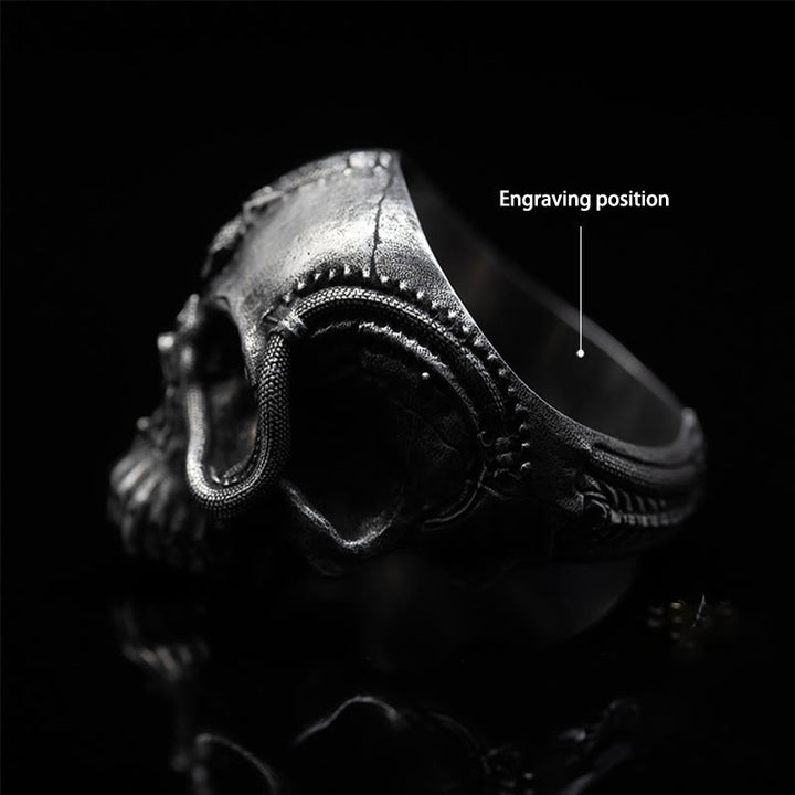WorldNorse Handcrafted 925 Silver Snake Plate Skull Ring - UK Size V1/2（US 11） - YES PLEASE - image 4
