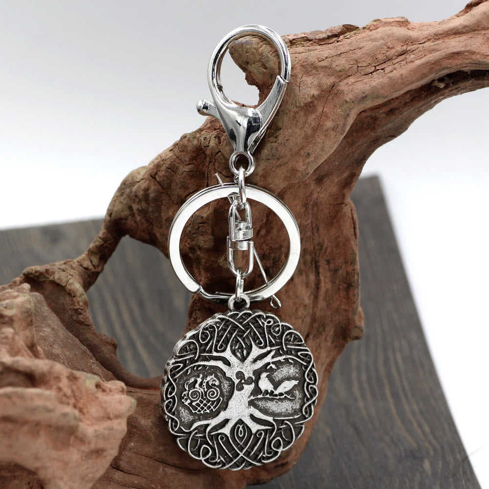 WorldNorse Vintage Celtic Knot Yggdrasil Raven Keychain - image 2