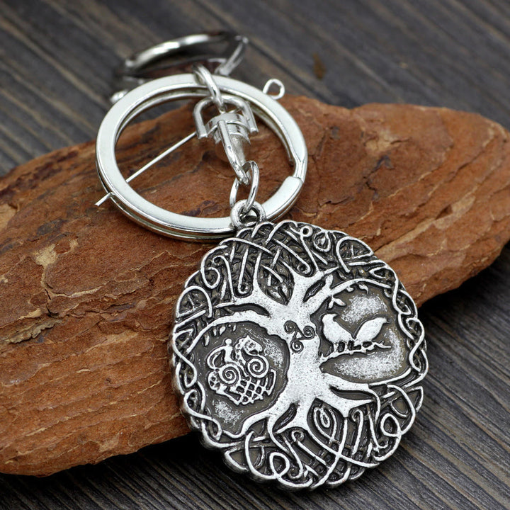 WorldNorse Vintage Celtic Knot Yggdrasil Raven Keychain - image 1