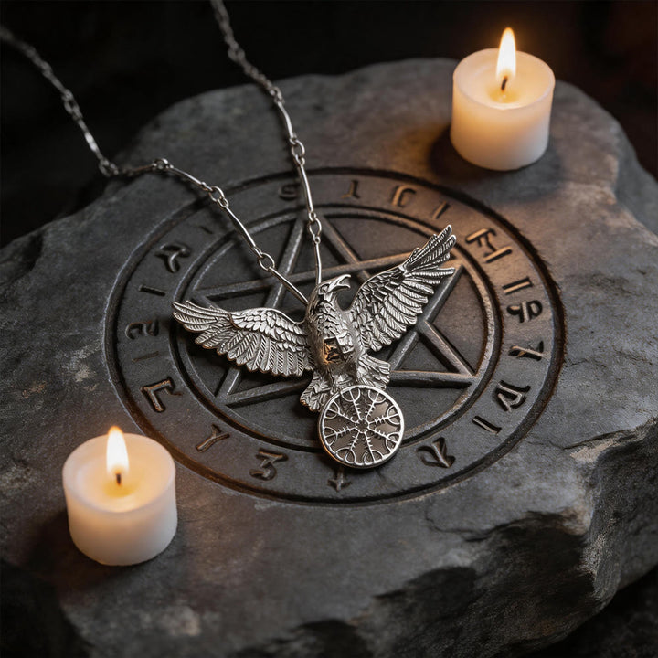 WorldNorse Viking Raven Odin Crow Vegvisir Compass Pendant Keychain / Necklace - image 10
