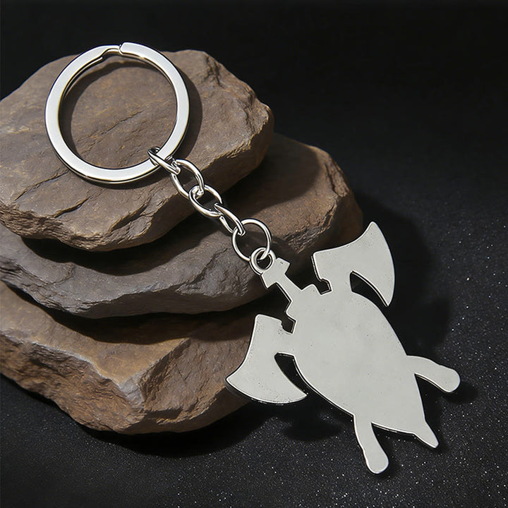 WorldNorse Dual Axe Shield Emblem Keychain - image 3