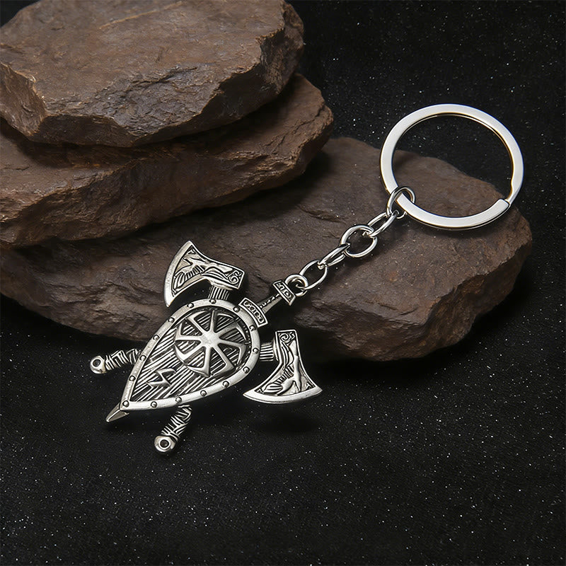 WorldNorse Dual Axe Shield Emblem Keychain - image 2