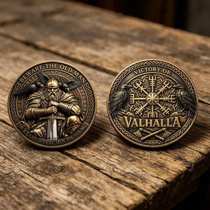 WorldNorse Odin Raven Vegvisir Carved Commemorative Coin - image 3