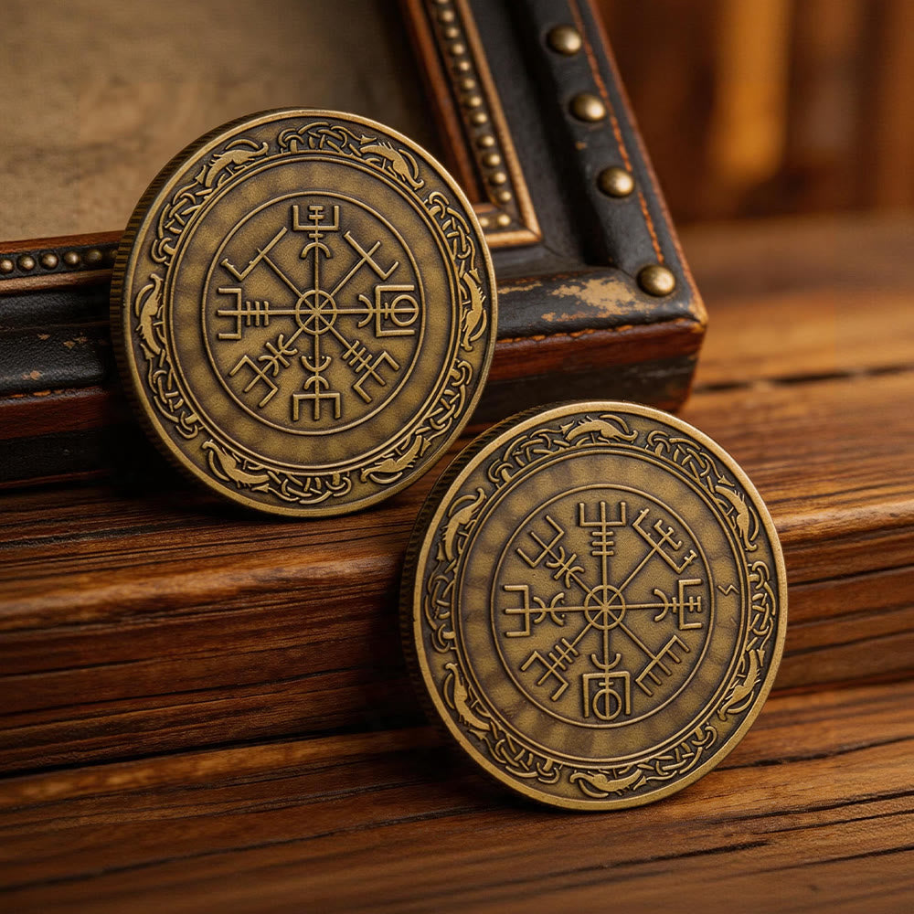 WorldNorse Antique Vegvisir Compass Embellished Commemorative Coin - image 5