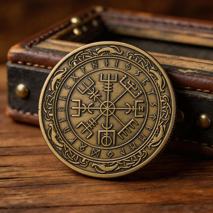 WorldNorse Antique Vegvisir Compass Embellished Commemorative Coin - image 2