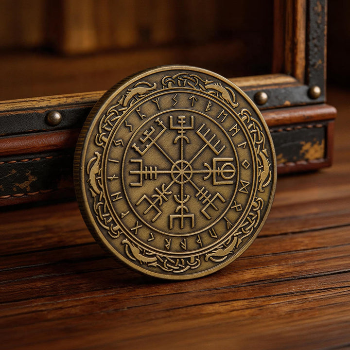 WorldNorse Antique Vegvisir Compass Embellished Commemorative Coin - image 4