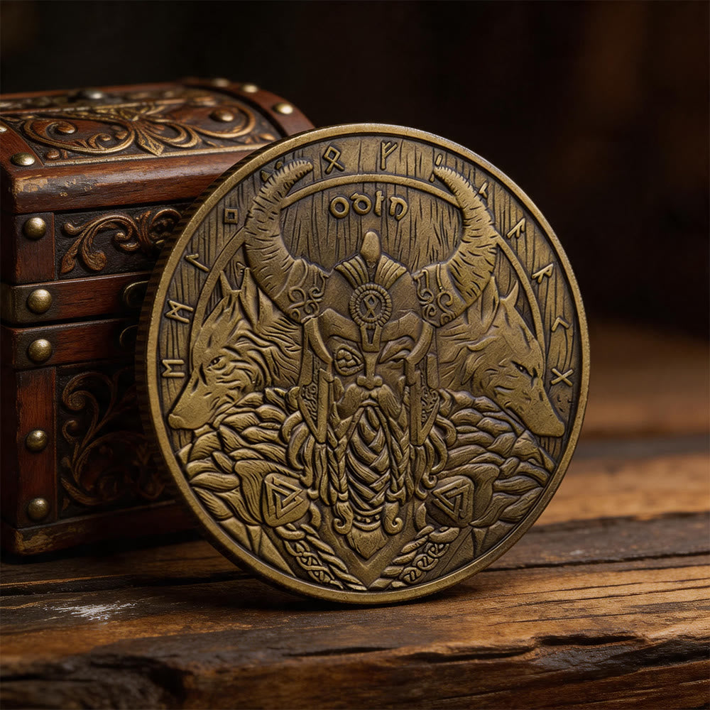 WorldNorse Odin Twin Wolf Valknut Commemorative Coin - image 1