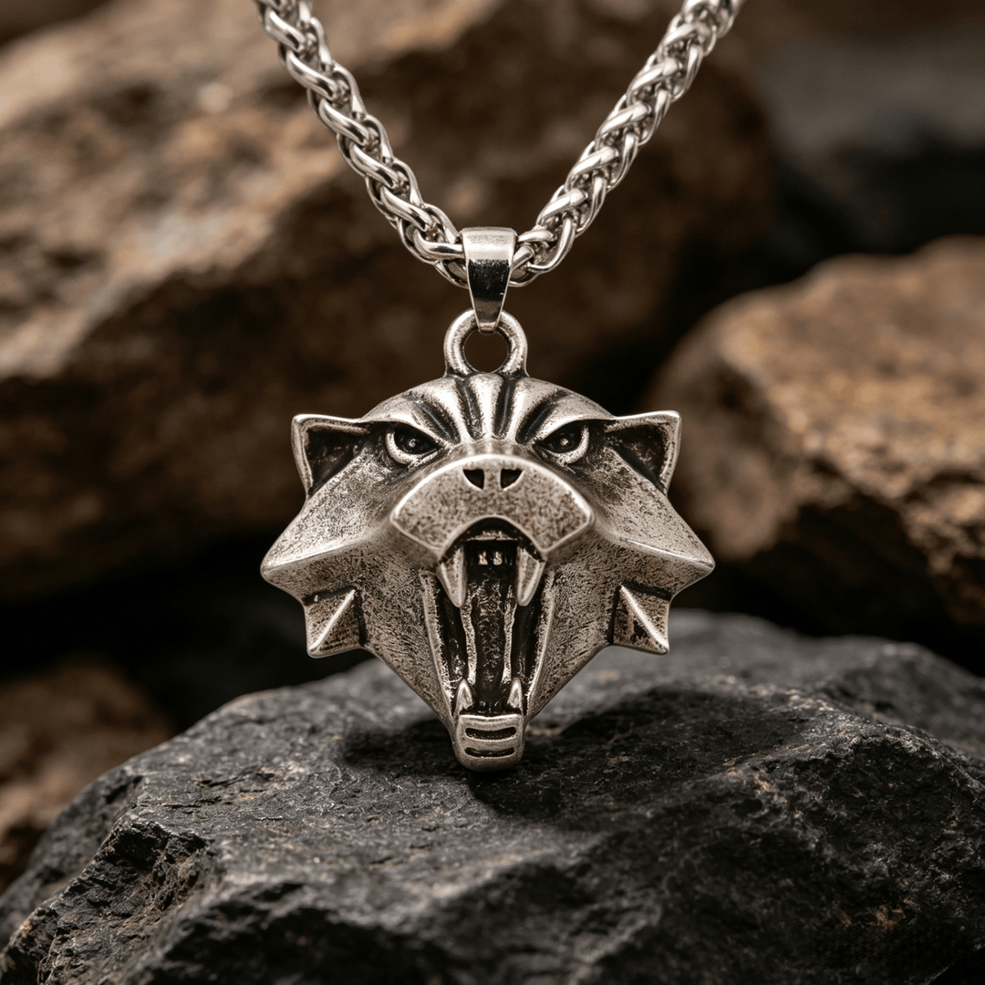 WorldNorse Nordic Wolf Head Necklace - 70cm - image 0