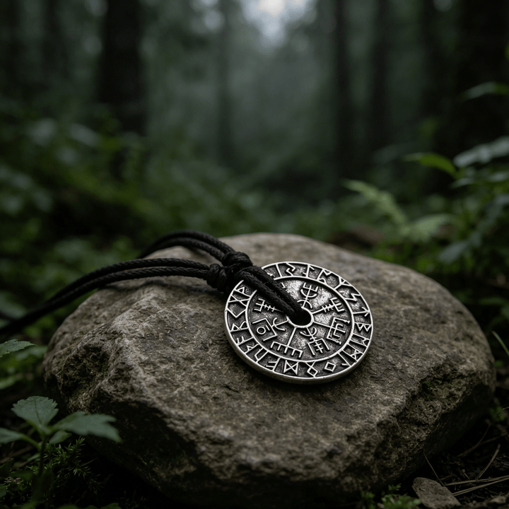 WorldNorse Double Sided Rune Vegvisir Compass Necklace - image 1