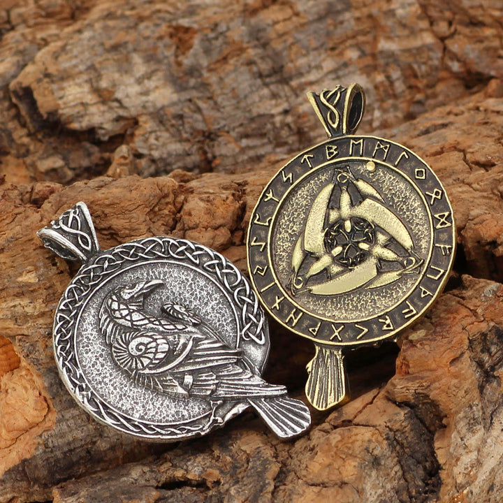 WorldNorse Double Sided Antique Odin Raven Celtic Knot Necklace - image 11