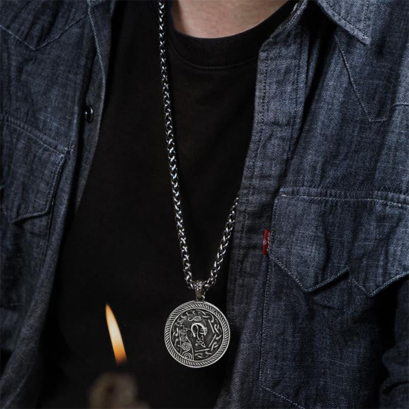 WorldNorse Spiral Knot Norse Dragon Round Necklace - image 4