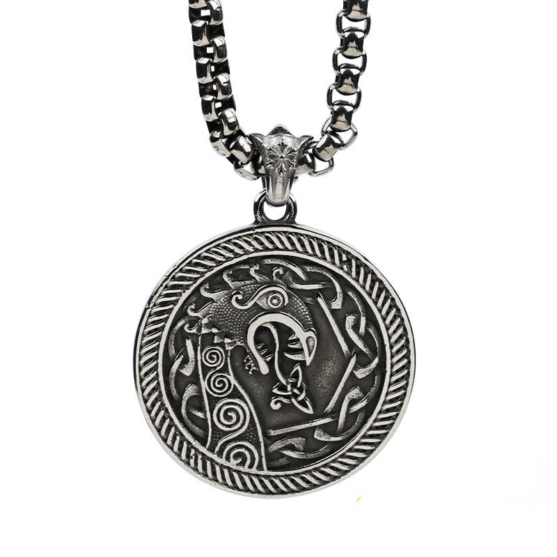 WorldNorse Spiral Knot Norse Dragon Round Necklace - Box Chain - NO THANKS - image 2