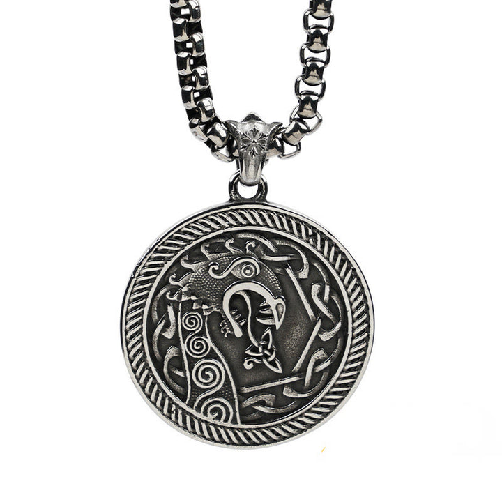 WorldNorse Spiral Knot Norse Dragon Round Necklace - Box Chain - NO THANKS - image 2