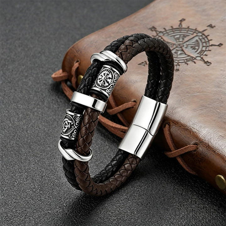 WorldNorse Celtic Knot Viking Compass Bracelet - Brown - 23cm - image 7
