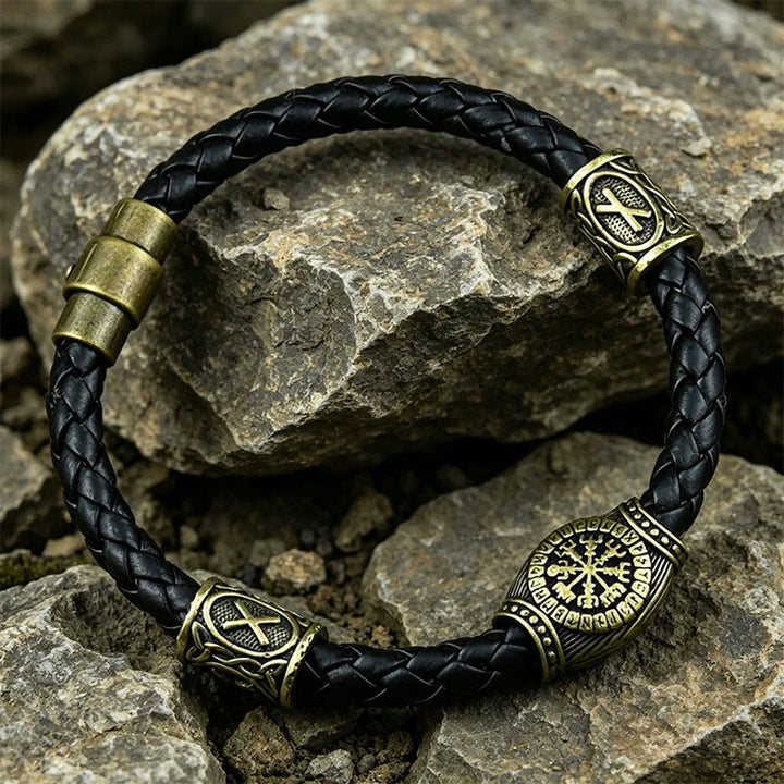 WorldNorse Viking Vegvisir Compass Rune Carve Bracelet - Bronze - 25cm - image 2