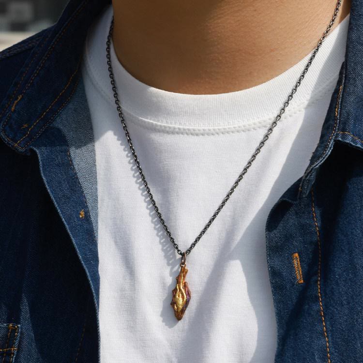 WorldNorse Handcrafted 999 Silver Fire Textured Gilded Pendant Necklace - image 10